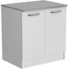Image de Meuble bas cuisine - OSLO - 2 portes - Blanc - L 80 x P 60 x H 86 cm