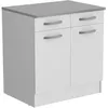 Image de OSLO Meuble Bas 2 portes + 2 tiroirs + plan - Blanc - L 80 x P 60 x H 86 cm