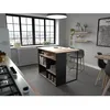 Image de Îlot central BRUNCH - Décor chêne et noir - 5 espaces de rangement - Modulable - L 1094 x P 797 x H 898 cm