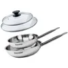 Image de Set de 2 poêles 20 et 24 cm en inox et 2 couvercles en verre Fackelmann Eterna