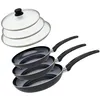 Image de Set de 3 Poêles 24 28 et 32 cm céramique sans PFAS et 3 couvercles en verre Elo Prima Cucina