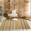 Image de Tapis en jute avec tresses en laine multicolores 120x170