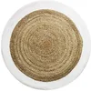Image de Tapis - THE DECO FACTORY - FUNNY JUTE ROND BANDE - Jute/Coton - Ø120 cm - Bande blanche