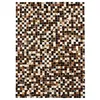 Image de PATCHWORK - Tapis de salon en Cuir motif mosaîque 140 x 200 cm Marron/Blanc/Noir