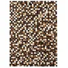 Image de PATCHWORK - Tapis de salon en Cuir motif mosaîque 160 x 230 cm Marron/Blanc/Noir