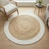 Image de Tapis - THE DECO FACTORY - FUNNY JUTE ROND BANDE - Jute/Coton 50/50 - Diam.160 cm - Bande blanche