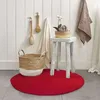 Image de Tapis en coton réversible effet cordage rouge diam.70