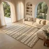 Image de Tapis aspect jute à motif géométrique en relief blanc 80x150