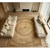 Image de Tapis en jute tressé main motif rond naturel 80x150