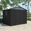 Image de Abri de jardin métal gris anthracite 5.71 m² + kit dancrage