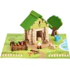 Image de La Cabane du Jardinier 60 Pièces - JEUJURA - Jeu de Construction en Bois Naturel Tapis et Accessoires Inclus 22x185x85 cm
