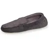 Image de Isotoner Chaussons ultra confortables et légers en coton biologique et semelle en cuir gris anthracite homme