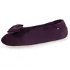 Image de Isotoner Chaussons ultra confortables semelle en cuir détail grand noeud aubergine femme