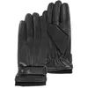 Image de Isotoner Gants tactiles en cuir de chèvre pleine fleur - doublés polaire noir homme