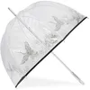 Image de Isotoner Parapluie canne cloche transparente résistance au vent pvc/héron cendré femme