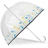 Image de Isotoner Parapluie canne Automatique cloche transparente résistance au vent pvc/hirondelles femme