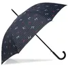 Image de Isotoner Parapluie canne dérperlant solide ouverture automatique/ fermeture manuelle rayure noeud bleu femme