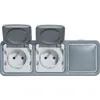 Image de LEGRAND Prises de courant 2x2P+T avec obturateurs horizontaux Plexo gris