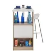 Image de Meuble Rangement de Cuisine Chêne avec Table - Blanc - L 130 x l 58 x H 107.2 cm