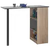 Image de Meuble Rangement de Cuisine Chêne avec Table - Noir - L 130 x l 58 x H 107.2 cm