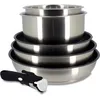 Image de Batterie de cuisine - Induction - MENASTYL - 7930018 - Inox - 6 pièces - Poignée amovible - Gris
