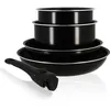 Image de Batterie de cuisine - Induction - MENASTYL - 6020437 - Aluminium antiadhésif - 5 pièces - Poignée amovible - Noir