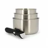 Image de Set 3 casseroles iris en acier inoxydable+poignee induction 16/18 et 20cm