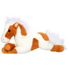 Image de Peluche - Peluche - Cheval Allongé - Marron Clair et Blanc - 40 cm