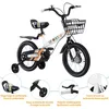 Image de 16 Blanc Vélo denfant de 2 à 8 Ans Vélo avec Panier Frein à Main et Roues stabilisatrices pour Filles garçons Hauteur