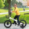 Image de SUPFINE 14 Pouces Vélo Enfant avec Panier et Roues Stabilisatrices Blanc Bicyclette pour Filles et Garçons de 3-5 Ans