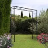 Image de Arche de jardin Mandala en acier anthracite tubes carrés grand modèle + 4 supports poteaux à enfoncer