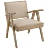 Image de MACABANE DAK - Fauteuil en bois de Mindi assise en tissu beige texturé
