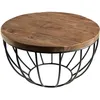 Image de Table basse ronde - En bois teck et métal - Brun - Style industriel - Sur pieds - L 60 x l 60 x H 345 cm