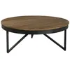 Image de MACABANE ALIDA - Table basse ronde 90x90cm plateau teck recyclé pied métal noir