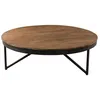 Image de MACABANE ALIDA - Table basse ronde marron 110x110cm plateau teck recyclé pieds métal