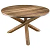 Image de MACABANE ALIDA - Table à manger ronde marron 130x130cm pieds croisés Teck recyclé Acacia Mahogany recyclé