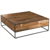 Image de MACABANE ALIDA - Table basse bois carrée 100x100cm Teck recyclé et métal