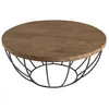Image de MACABANE ALIDA - Table basse coque ronde 80x80cm plateau teck recyclé piétement métal noir