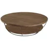 Image de MACABANE ALIDA - Table basse coque ronde 120x120cm double plateau Teck recyclé métal noir