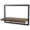 Image de MACABANE ALIDA - Étagère murale M 1 plateau teck recyclé marron structure métal noir