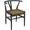 Image de MACABANE SIXTINE - Chaise bois de teck recyclé dossier arrondi et rotin noire
