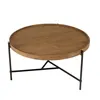 Image de MACABANE SIXTINE - Table basse ronde diam 78 plateau en bois de teck recyclé