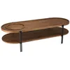 Image de MACABANE SIXTINE - Table basse bois teck recyclé 2 niveaux plateau amovible