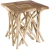 Image de MACABANE LALY - Table dappoint nature - plateau carré 55x55cm Teck pieds bois flotté
