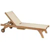 Image de MACABANE FUN - Bain de soleil bois teck et textilène couleur beige