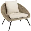 Image de MACABANE KALLY - Fauteuil en bois de rotin coussin dassise blanc pieds noir