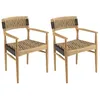Image de MACABANE VALERIA - Lot de 2 fauteuils jardin en bois teck rotin beige / noir