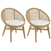 Image de MACABANE VALERIA - Lot de 2 fauteuils jardin arrondi en bois teck rotin