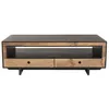 Image de Table basse - MACABANE - ANDREA - Bois Pin recyclé naturel et noir - 4 tiroirs 1 niche