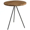 Image de MACABANE DANDY - Table basse ronde 70x70cm bois Pin recyclé et pieds métal noir